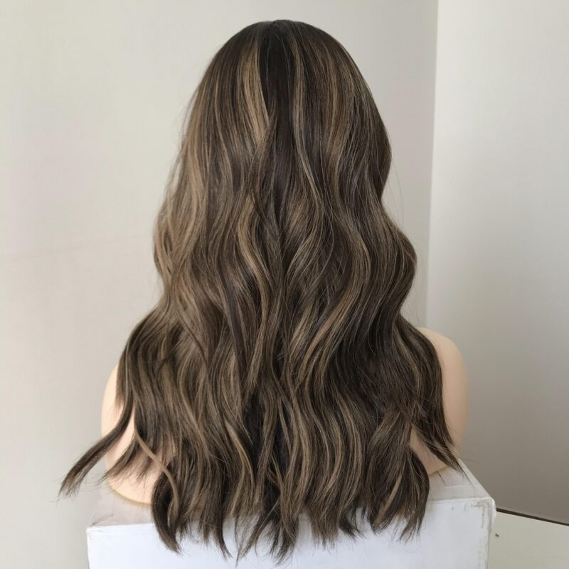 Vigrgin Hair natural dark color Lace Top wig